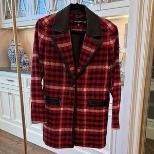 Karl Lagerfeld Red and Black Plaid Blazer